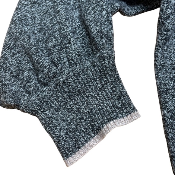 Gap Fine Merino Wool Blend Cropped Sweater 3/4 Sleeves Black White Marbled Sz S - Picture 3 of 7